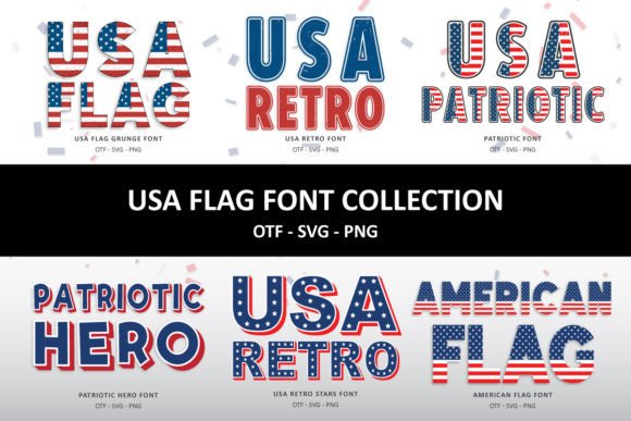 Usa Flag Collection: The Perfect Patriotic Typeface for Your Crafts